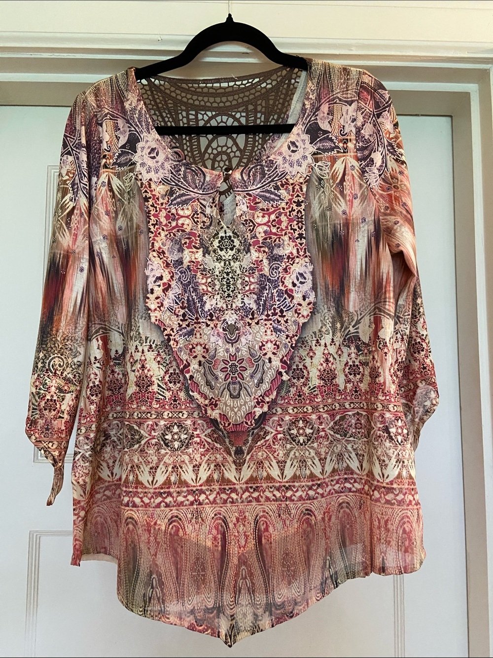Boho Print 3/4 Sleeve Women's Top.